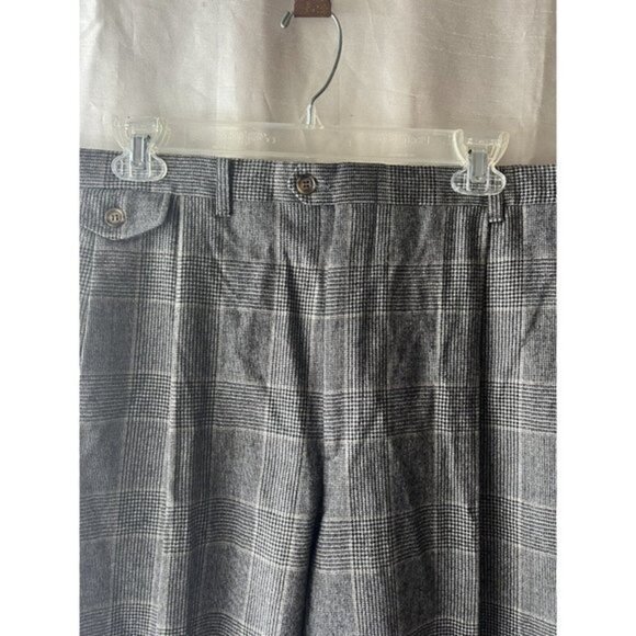 Racquet Club Dress Pants 100% Pure Wool Plaid Straight Pleated Office Y2K - Picture 2 of 5